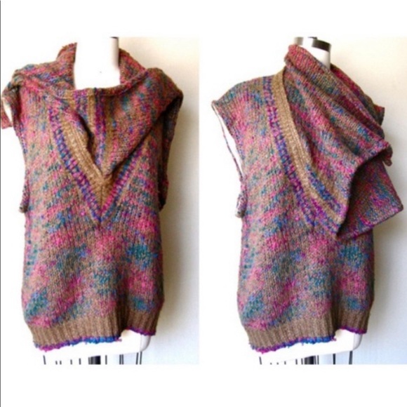 🇺🇸 One of a kind WOOL BLEND DRAPE SWEATER TOP E620 - Picture 1 of 7